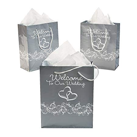 Two Hearts"Welcome To Our Wedding"Gift Bags 1 Dozen by adventure's bag