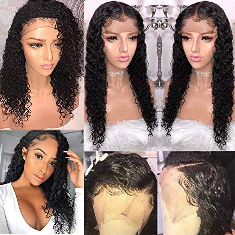 Helene 180% Density 8A Brazilian 360 Lace Frontal Human Hair Wigs Deep Curly Full Frontal Lace Human Hair Wigs Pre Plucked Hairline With Baby Hair For Black Women (14" 360 Frontal Wigs)