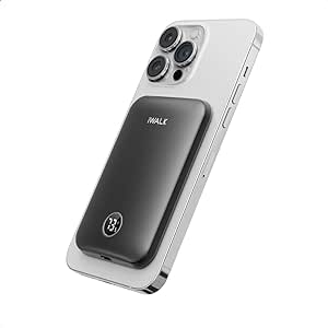 iWALK Wireless Power Bank Slim 5000mAh, Magnetische Powerbank, PD 18W Schnelles Laden mit LED Display, Externe Handyakkus Klein Kompatibel mit Magsafe iPhone 15 Pro Max/15 Pro/15/14/13/12, Schwarz