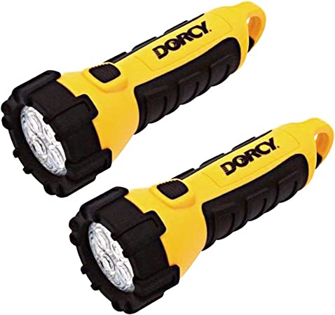 Dorcy 41-2524 2 pk Floating LED Flashlight with Carabineer Clip, 55-Lumens, Yellow