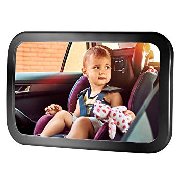 Baby Car Mirror, TOPELEK Car Seat Mirror 360°Adjustable Rear Viewing Child/Infant Backseat Mirror, Shatterproof with Anti-Wobble Fixing Straps