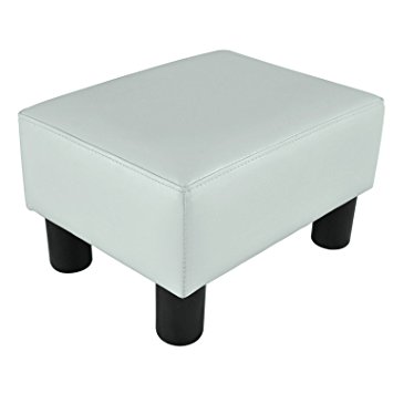 Homcom Modern Small Faux Leather Ottoman / Footrest Stool - White