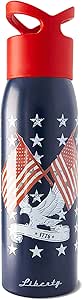 Liberty Metal Reusable BPA Free Water Bottle with Cap, 24 Oz Aluminum, Made in USA, Deep Navy, Star Spangled