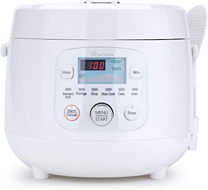 ecHome 1L Multifunction Rice Cooker with Steam Tray 6 Programs Porridge Soup Timer RCK108W