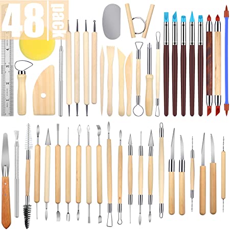 48-Pack Clay Tools Ball Stylus Dotting Tools Polymer Modeling Clay Sculpting Tools Set Rock Painting Kit for Sculpture Pottery