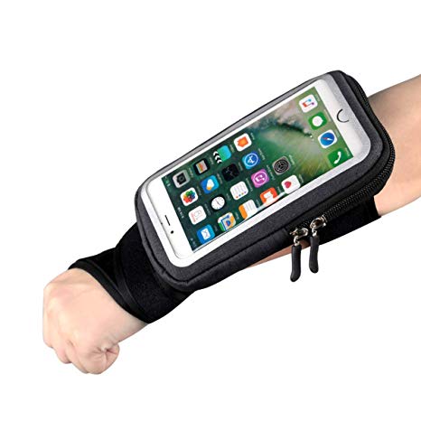 Yigou Wrist Bag Forearm Band Bike Mount Phone Holder, Riding Wristband Pouch Bag with Key Card Cash Holder for Cycling, Jogging, Exercise, for Smartphone Up to 6 Inchs