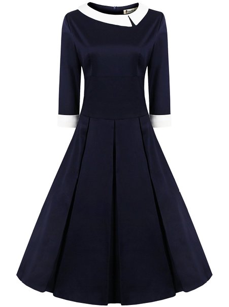 ReoRia Womens 50s Style Rockabilly Pinup 34 Sleeve Swing Vintage Dress Premium