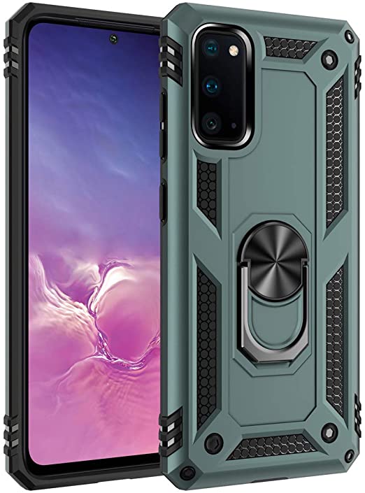 DAMONDY Samsung S20 Case | Shock Protective | Kickstand | Military Grade | 360 Ring Holder | Anti-Scratch | Defender Hybrid Hard Back | Phone Cover | Case Compatible with Samsung S20 -Dark Green