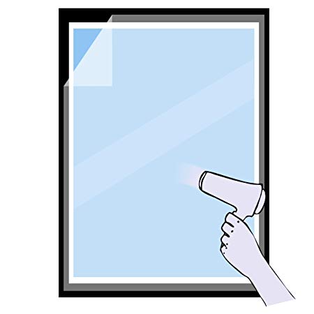Window Insulation Kit, Indoor Heat Shrink Winterizing Cling Film Weatherproofing Insulator Kits for 5-Windows Winter Save Energy Transparent Patio Door Seal Wrap Weatherization Film 62 x 210"
