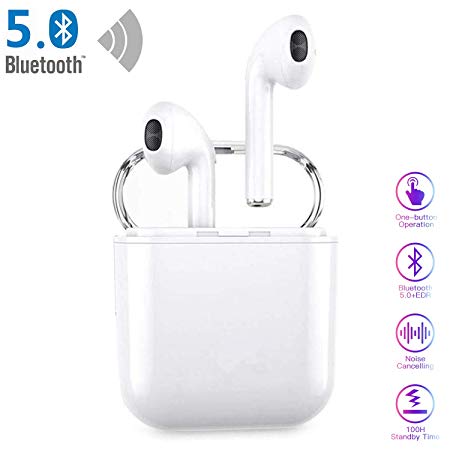 Bluetooth Headsets Wireless Headsets 5.0 Headset Bluetooth in-Ear Earphone Wireless Stereo in-Ear Handsfree for Apple Airpods Android/iPhone
