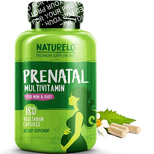 NATURELO Prenatal Whole Food Multivitamin - with Natural Iron, Folate and Calcium - Vegan & Vegetarian - Non-GMO - Gluten Free - 180 Capsules | 2 Month Supply