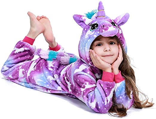 Unisex Kids Animal Unicorn Pajamas Onesie One Piece Children Cartoon Halloween Cosplay Costume Gift