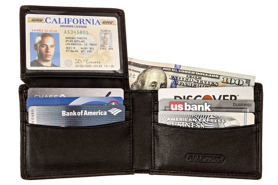 Leather Wallet with RFID Blocking - Protection From Identity Theft - 9 Card Slots & Extra WIDE ID Window
