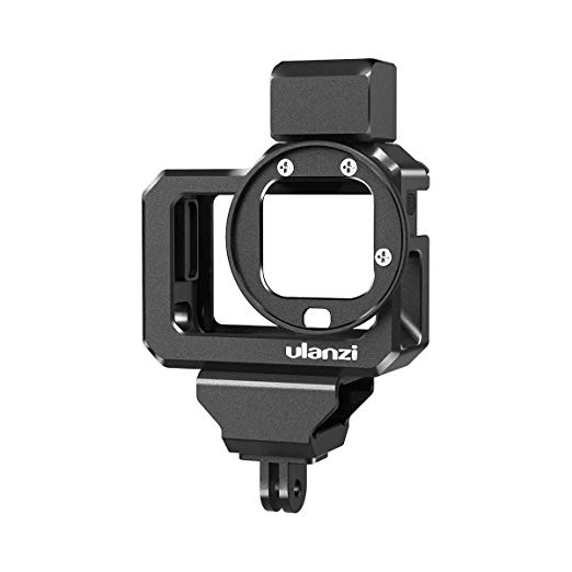 Ulanzi G8-5 Aluminum Video Cage for GoPro 8, Dual Cold Shoe Mount Vlog Case Housing Shell Protective Frame Mount w 52mm Filter Adapter Charging Interface for GoPro Hero 8 Black