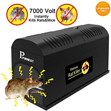 P PURNEAT Electronic Rat Trap,Rodent Trap Electronic Mouse Trap-Effective and Powerful Killer for Rats,Squirrels Mice and Similar Rodents -Mess Free Operation【Upgraded】 Pest Control Rat Traps