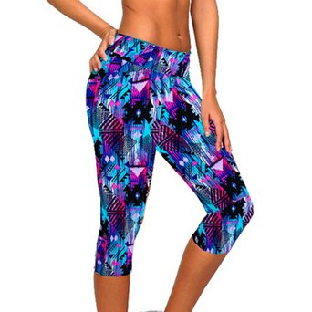 Ularmo Women's Printed High Waist Fitness Yoga Stretch Cropped Sport Pants