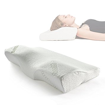 Sleep Memory Foam Contour Pillow-Therapeutic & Ergonomic Design for Neck Pain-Hypoallergenic & Washable Fabric Bamboo Cover-King Size Bed Pillow(24.4"×14"×4.3")