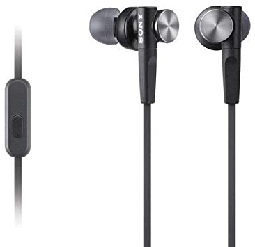 Sony Premium Lightweight Extra Bass Earbud Headphones with In-line Microphone and Remote for Android Smartphone (Black)