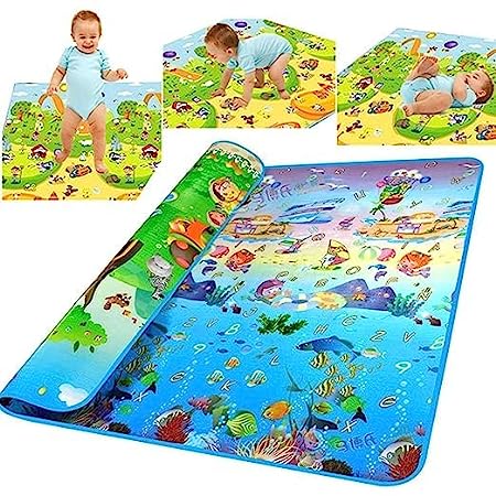 Softsoap Double Sided Water Proof Baby Mat Carpet Baby Crawl Kids Infant Crawling Play Mat Carpet Baby Gym Water Resistant Baby Play mate 64 Fluid Ounce (Size - 6 X 4 Feet) (Multiii)