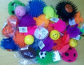 Stress Balls and Squeeze Toys Value Assortment (12 Pack) Stress Relax Toy Balls, Puffer Ball Assortment (NO Exact duplicates)by Happy Deals