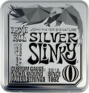 Ernie Ball John Mayer Silver Slinky Nickel Wound E-Gitarrensaiten 3er-Pack Blechdose 10.5-47 Gauge