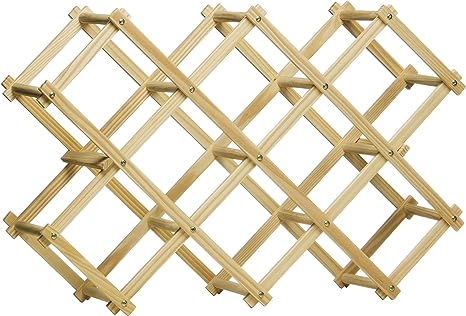 Premier Housewares 1103928 10 Bottle Wine Rack-Pine Wood, Beige, H37 x W54 x D15cm