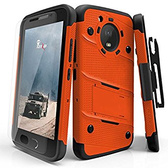 Motorola Moto E4 Case, Zizo [Bolt Series] with FREE [Motorola Moto E4 Screen Protector] Kickstand [12 ft. Military Grade Drop Tested] Holster Belt Clip