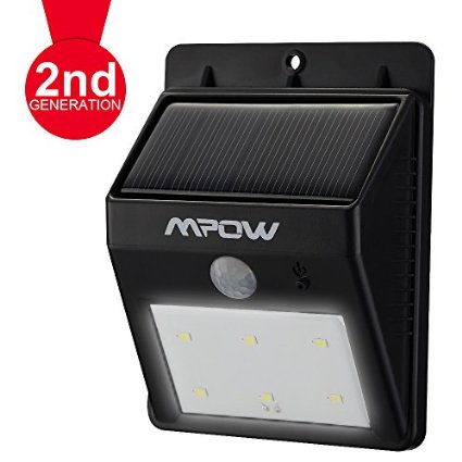 Mpow Solar Powerd Wireless 6 LED Security Motion Sensor Light Wall  Motion Sensor-Detector Activated  For Patio Deck Yard Garden Home Driveway Stairs Outside Wall With Dusk to Dawn Dark Sensing Auto On  Off Function