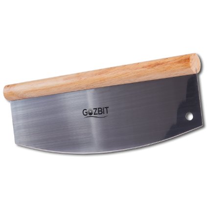 Pizza Cutter from Gozbit with 14" Handle - Rock & Dice Stainless Steel Blade - Professional Grade