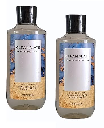 Bath and Body Works For Men Clean Slate 3-in-1 Hair, Face & Body Wash - Value Pack lot of 2 - Full Size (Clean Slate)