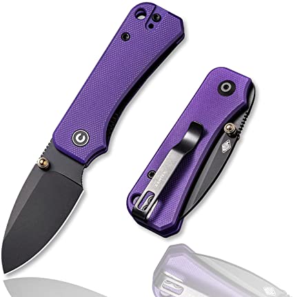 CIVIVI Baby Banter Pocket Folding Knife for EDC, 2.34" Blade Small Knife with Titanium Thumb Stud Opener (Purple)