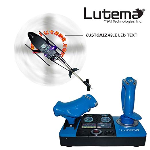 Lutema 2.4GHz Heligram Flight Simulator Remote Control Helicopter with LED SkyText Technology, Blue