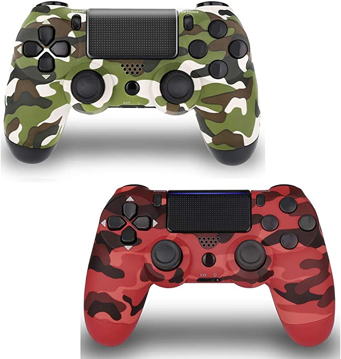 2 Pack Wireless Controller for PS4 - JUEGO Remote for Playstation 4 Control,Red and Green Camouflage 2pack PS4 Controllers