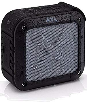 AYL Soundfit Portable Outdoor and Shower Bluetooth Speaker, Water Resistant, Wireless with 10 Hour Rechargeable Battery Life, Powerful Audio Driver, Pairs with All Bluetooth Devices (Black)