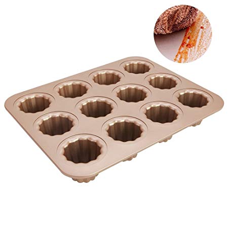 Nonstick 12 Cup Muffin and Cupcake Pan Carbon Steel Cannele Mould Bakeware Angel bells Cake Baking Pan for Making Cupcake Dessert