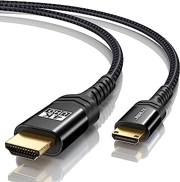 JSAUX Mini HDMI to HDMI Cable 6FT, [Aluminum Shell, Braided] High Speed 4K 60Hz HDMI 2.0 Cord, Compatible with Camera, Camcorder, Tablet and Graphics,Black