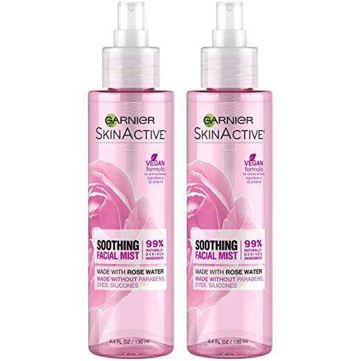 Garnier SkinActive Facial Mist Spray with Rose Water,  4.4 fl. oz. (Packaging May Vary), 2 Count