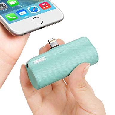 iWALK Mini Portable Charger with Built in Plug, 3300mAh Ultra-Compact Power Bank External Battery Pack Charger Compatible with iPhone 5 6 7 8 Plus X SE XS, iPad, Green