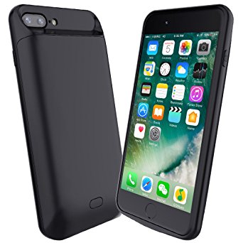 iPhone 7 Plus Battery Case,ALCLAP 7200mAh External Battery Charger Portable Charging Case for iPhone 7 Plus(5.5 inch) Extended Battery Juice Pack/Lightning Cable Input Mode-(Black)