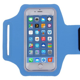 AiBOUSA Ultrathin Sweat Resistant Adjustable Sports Running Armband with Screen Protector Headset Hole for iPhone 6 / 6S 4.7 inch (Blue)