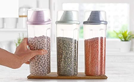 Nature Plastic Cereal Dispenser - 1500 ml, 6 Pieces, Multicolour