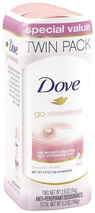 Dove go sleeveless Antiperspirant Deodorant, Beauty Finish 2.6 oz, Twin Pack