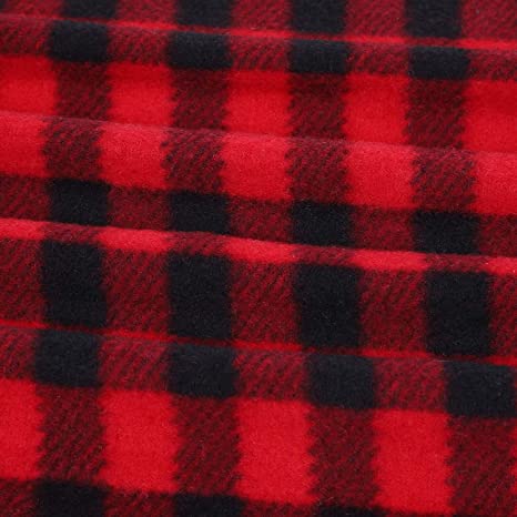 Buffalo Plaid Fabrics 1 Yard Polar Fleece Plaid Fabric Christmas Check Print Fabric Squares Buffalo Checks Pattern Craft Fabric for Sewing DIY Party Festival Decorations (Red and Black)