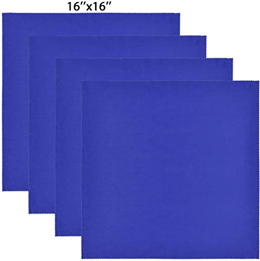 Wisdompro Extra Large 4-Pack Microfiber Cleaning Cloth For Laptop, LCD TV, Computer Screen, Monitor, Tablet, Camera Lens, Glass, Lenses, Phone, iPhone, iPad, other Delicate Surface - Blue (16x16 Inch)