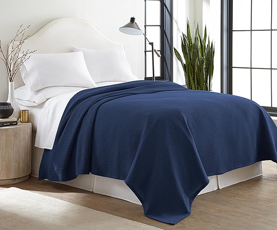 Sun Yin USA Inc. 100% Cotton Soft Cozy Full/Queen Blanket, Indigo, Navy, Blue