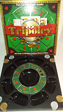Tripoley by Cadaco 65th Anniversary Edition with Rotating Plastic Turntable & Special Edition Gold & Silvere Playing Chips