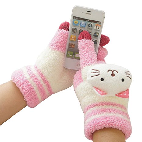 Bestgoo Love Cute Cartoon Animal Girly Womens Smart Touch Screen Winter Stretch Glove Touchscreen Gloves Fashion Winter Warm
