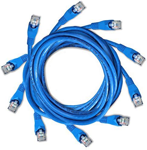 DynaCable Heavy Duty Cat6 Ethernet Copper LAN Cable with Snagless RJ45 Connectors | 5 Pack/3FT, 24AWG 550MHz, UL-Listed, 10 GB Max Speed for Fast Computer Networking - Blue