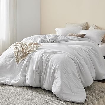 Bedsure Bedding Comforter Sets Queen, Reversible White and Grey Prewashed Bed Comforter for All Seasons, 3 Pieces Warm Soft Bed Set, 1 Lightweight Comforter (90"x90") and 2 Pillowcases (20"x26")