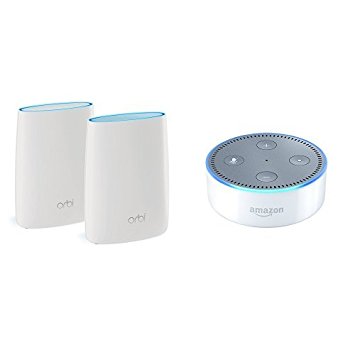 Orbi Home WiFi System by NETGEAR. Better WiFi Everywhere with 3 Gigabit Speed, Tri-Band Mesh WiFi, Easy Setup, Replaces WiFi Range Extenders Bundle with All-New Echo Dot (2nd Generation) - White